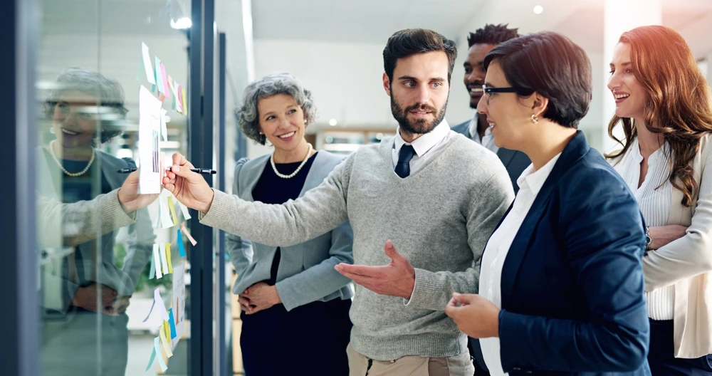 Group of business people discussing the vision of the company
