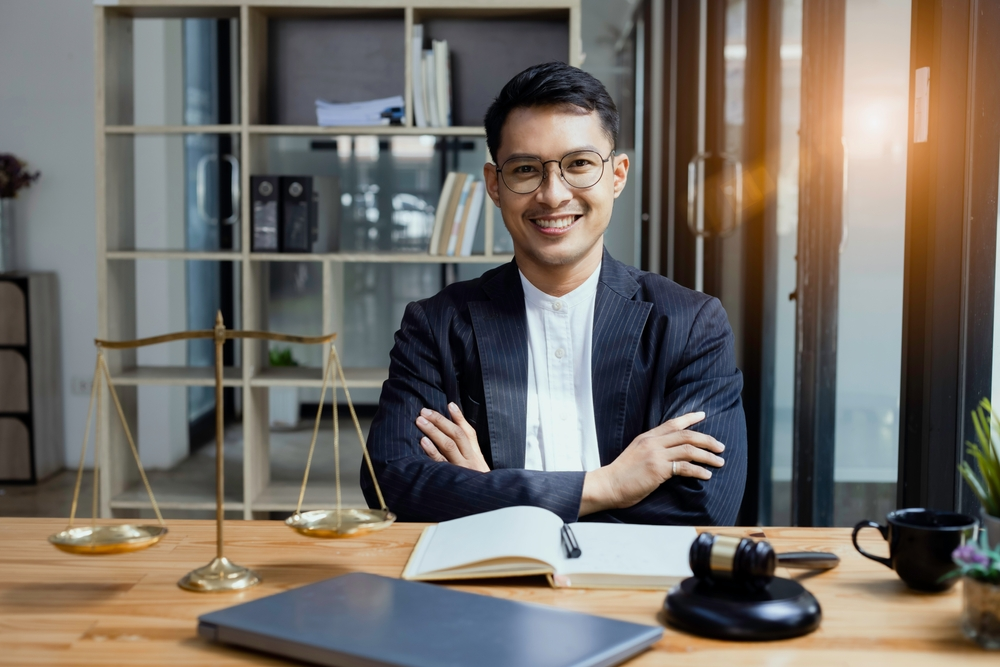 lawyer man working on table office